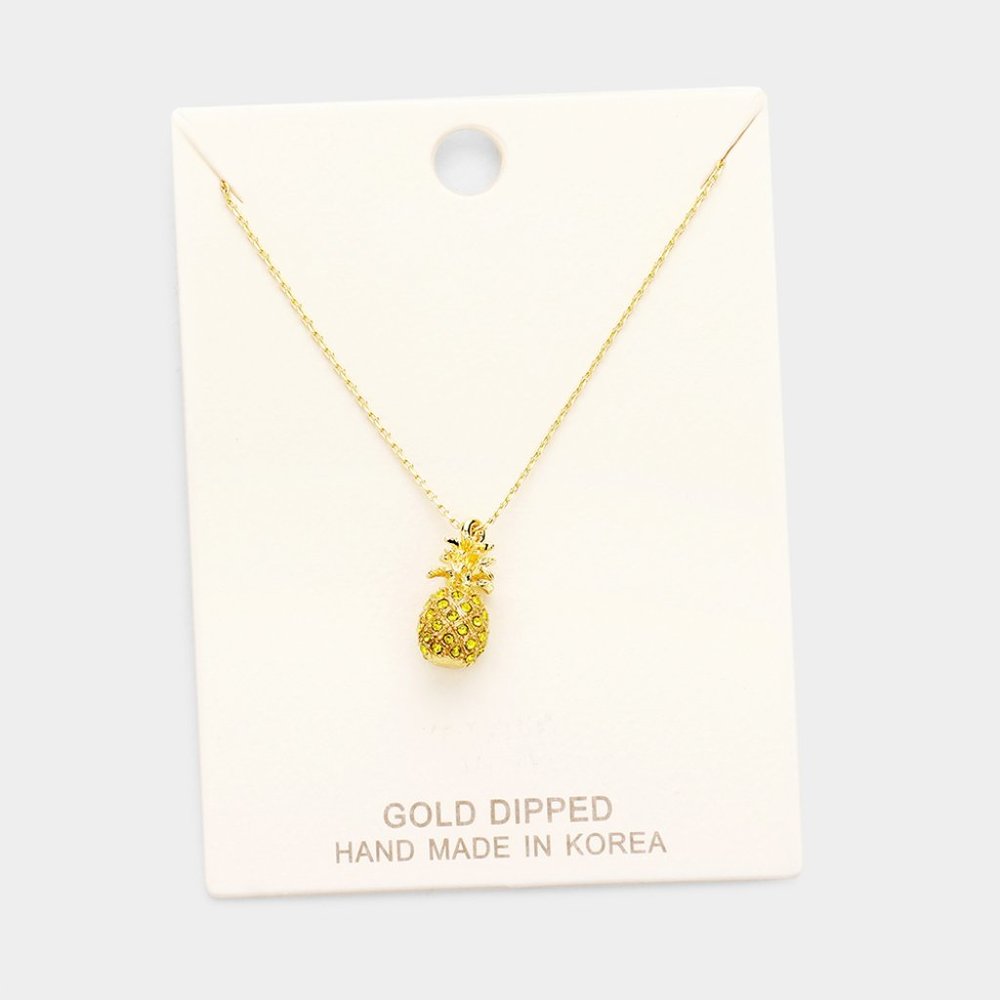 Fresh & Co Gold Dipped Pineapple Pendant Necklace